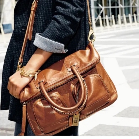 ▶️ Frye ◀️ Jenny Fold Over Bag Dark Brown Soft Italian Leather - Picture 4 of 17